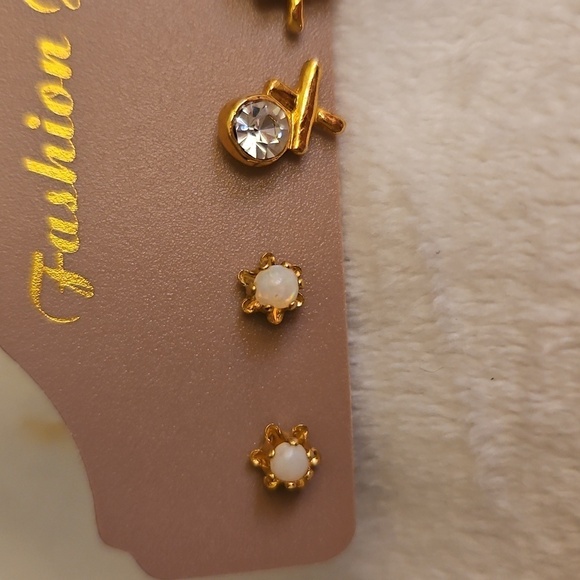 Vintage Three Pair Stud Earrings Set - Picture 2 of 3